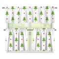 Christmas Tree And Star Pattern Print 3 Piece Kitchen Curtains