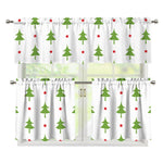 Christmas Tree And Star Pattern Print 3 Piece Kitchen Curtains