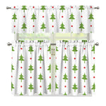 Christmas Tree And Star Pattern Print 3 Piece Kitchen Curtains
