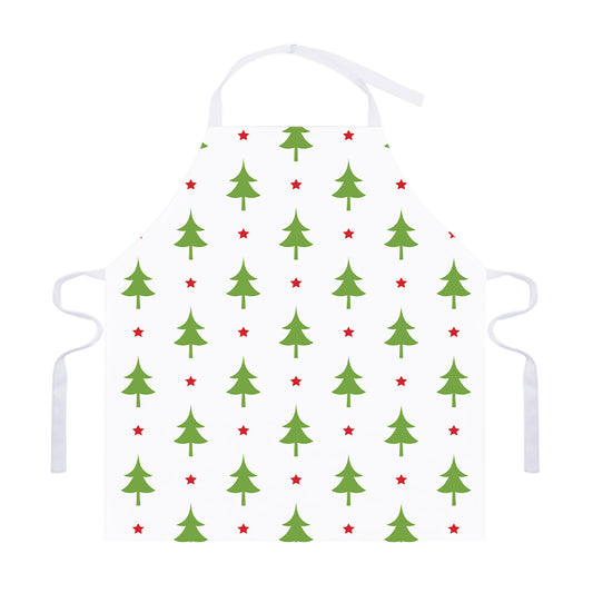 Christmas Tree And Star Pattern Print Adjustable Apron