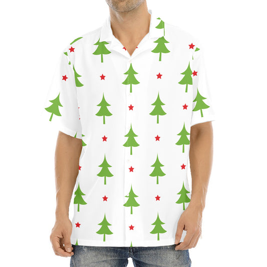 Christmas Tree And Star Pattern Print Aloha Shirt