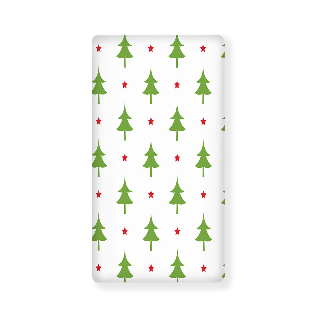 Christmas Tree And Star Pattern Print Baby Crib Sheet