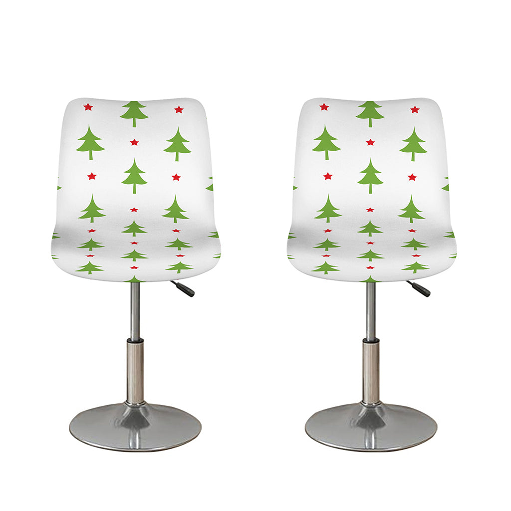 Christmas Tree And Star Pattern Print Bar Stool Covers