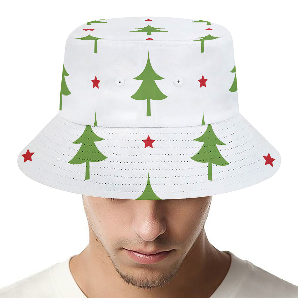 Christmas Tree And Star Pattern Print Bucket Hat
