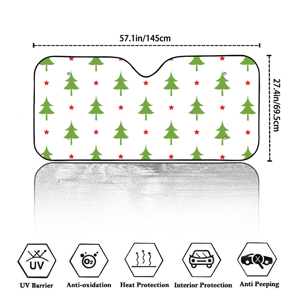 Christmas Tree And Star Pattern Print Car Windshield Sun Shade