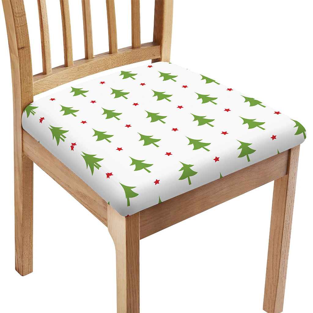 Christmas Tree And Star Pattern Print Chair Cushion Cover