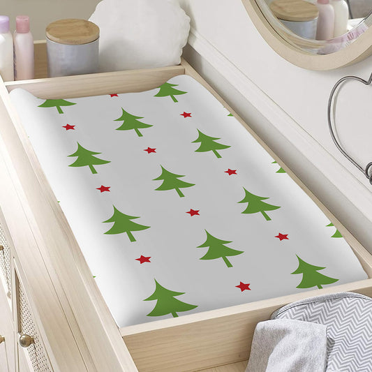 Christmas Tree And Star Pattern Print Changing Pad Cover