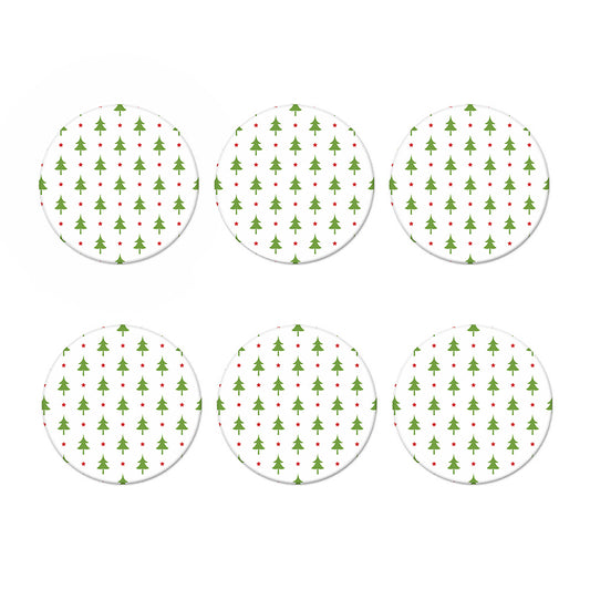 Christmas Tree And Star Pattern Print Coaster Set