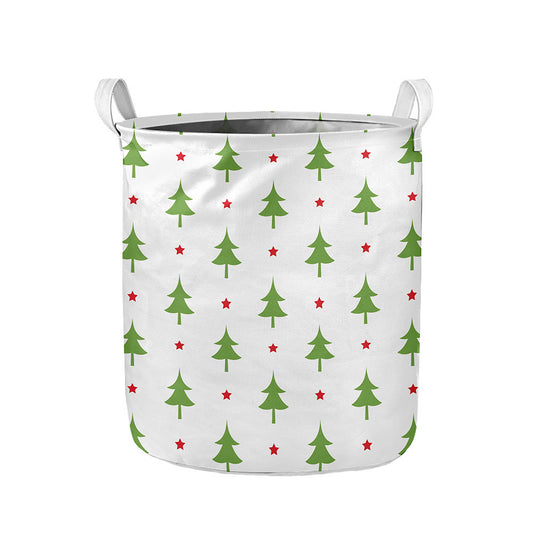 Christmas Tree And Star Pattern Print Collapsible Laundry Basket