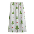 Christmas Tree And Star Pattern Print Cotton Front Slit Maxi Skirt