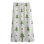 Christmas Tree And Star Pattern Print Cotton Front Slit Maxi Skirt