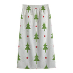Christmas Tree And Star Pattern Print Cotton Front Slit Maxi Skirt