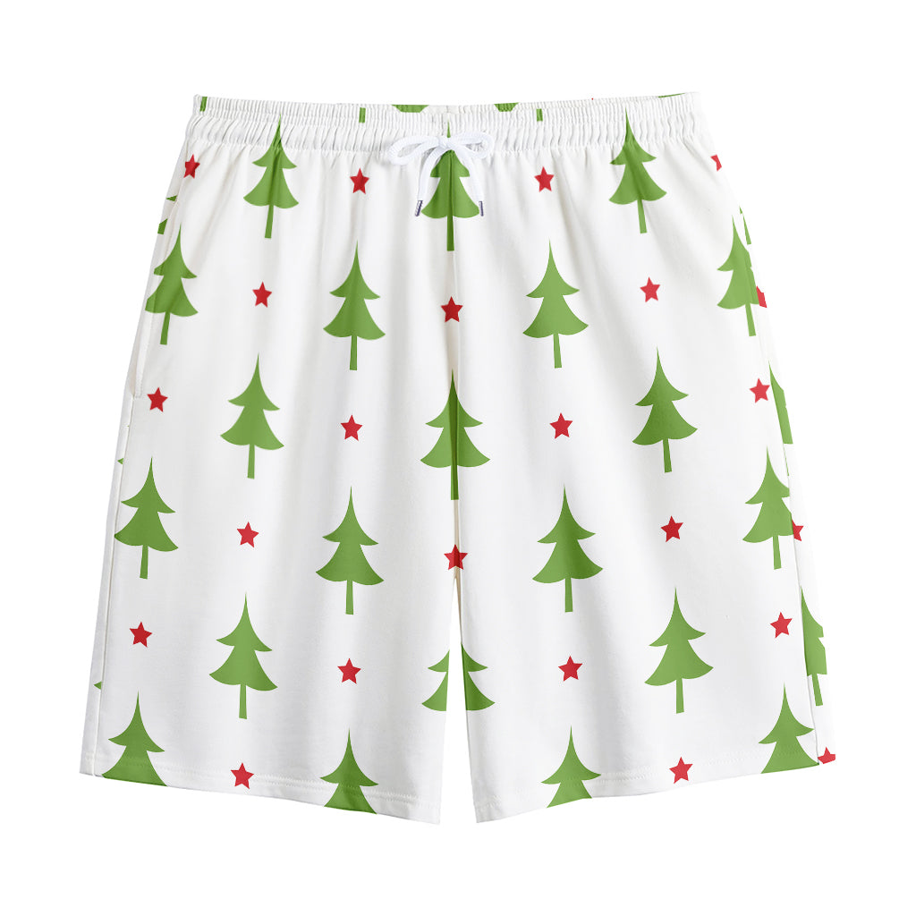Christmas Tree And Star Pattern Print Cotton Shorts