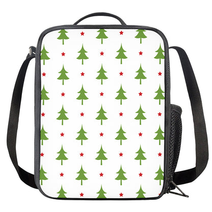 Christmas Tree And Star Pattern Print Crossbody Lunch Bag