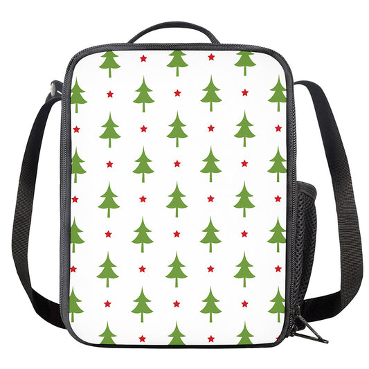 Christmas Tree And Star Pattern Print Crossbody Lunch Bag