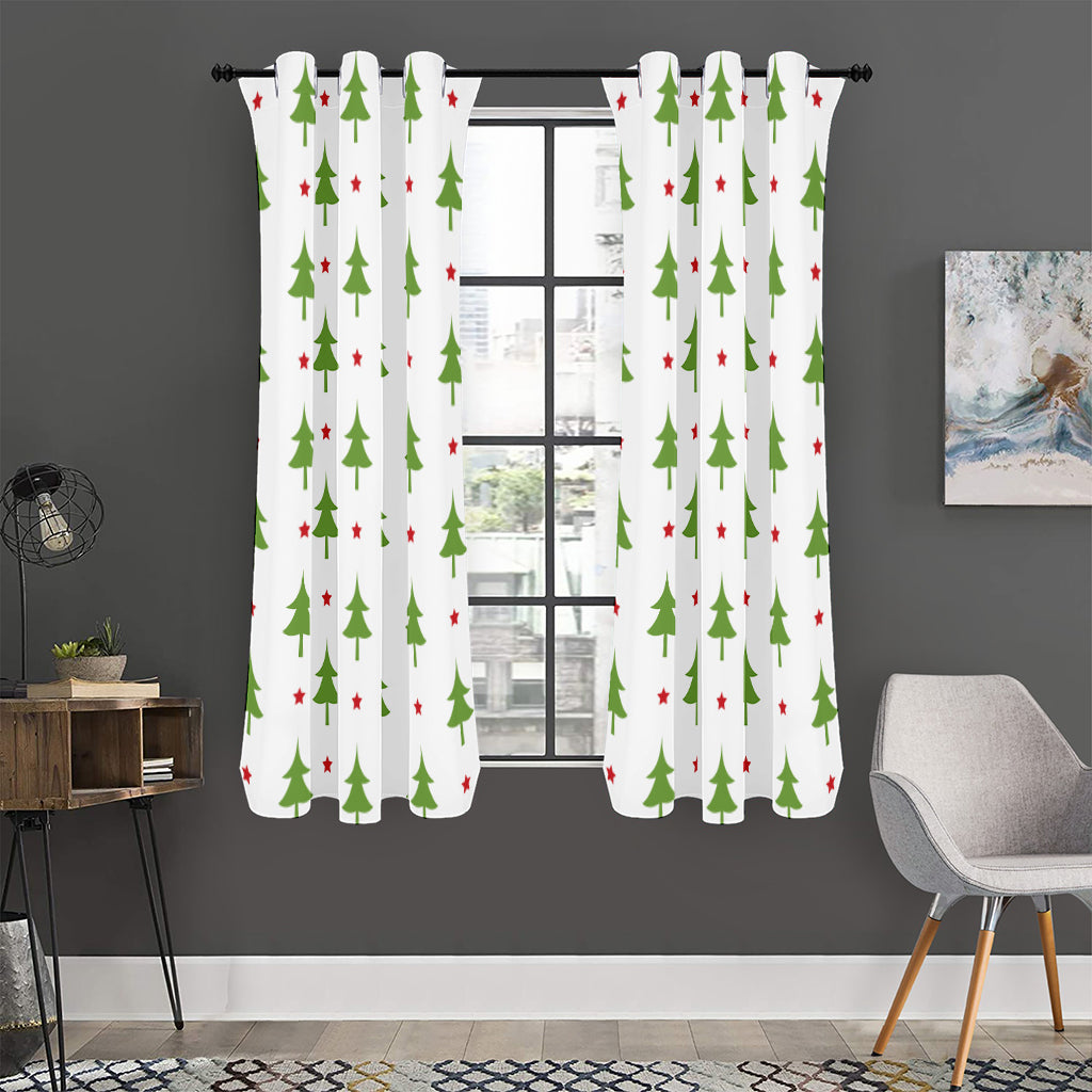 Christmas Tree And Star Pattern Print Curtain