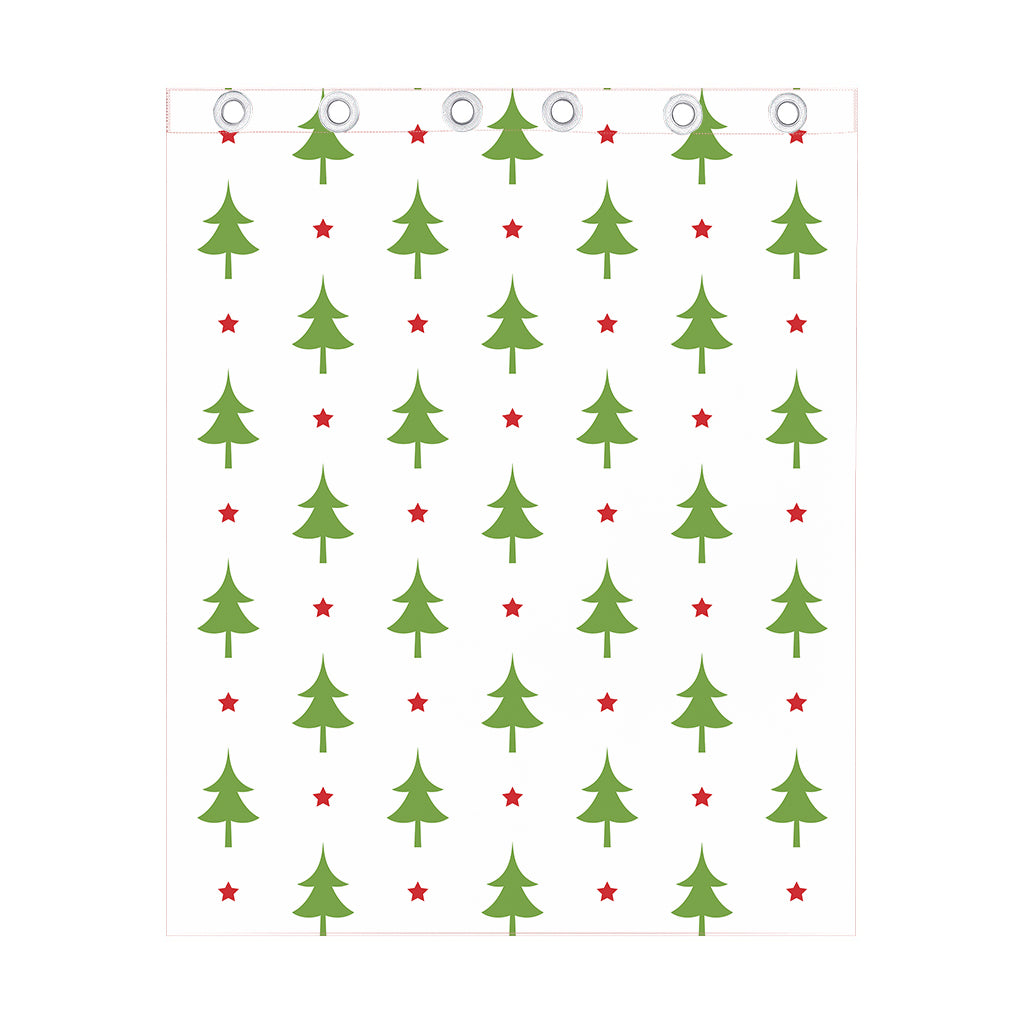 Christmas Tree And Star Pattern Print Curtain