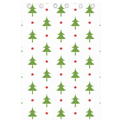Christmas Tree And Star Pattern Print Curtain