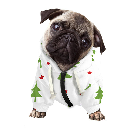 Christmas Tree And Star Pattern Print Dog Zip Up Hoodie