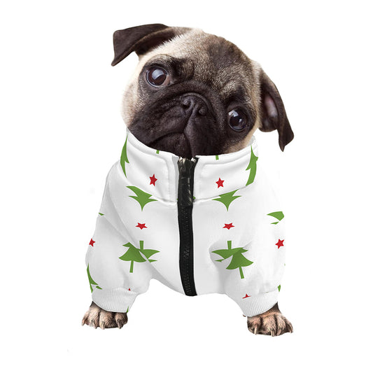Christmas Tree And Star Pattern Print Dog Zip Up Jacket