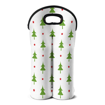 Christmas Tree And Star Pattern Print Double Neoprene Wine Tote