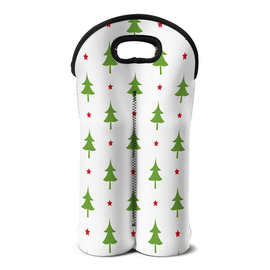 Christmas Tree And Star Pattern Print Double Neoprene Wine Tote