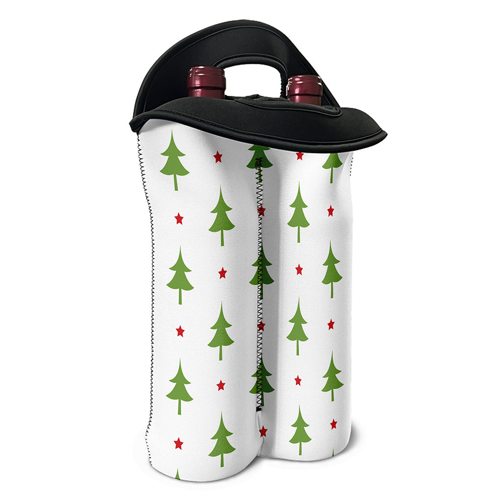 Christmas Tree And Star Pattern Print Double Neoprene Wine Tote