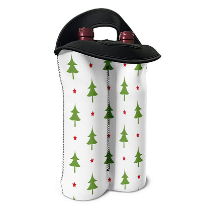 Christmas Tree And Star Pattern Print Double Neoprene Wine Tote