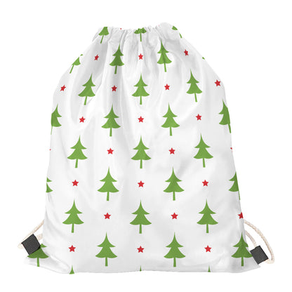 Christmas Tree And Star Pattern Print Drawstring Bag