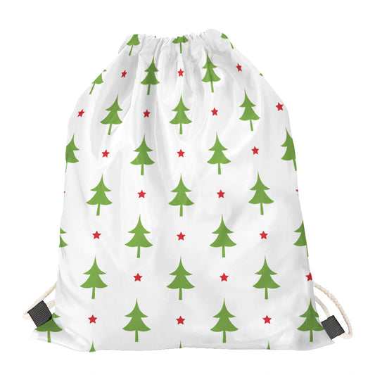 Christmas Tree And Star Pattern Print Drawstring Bag