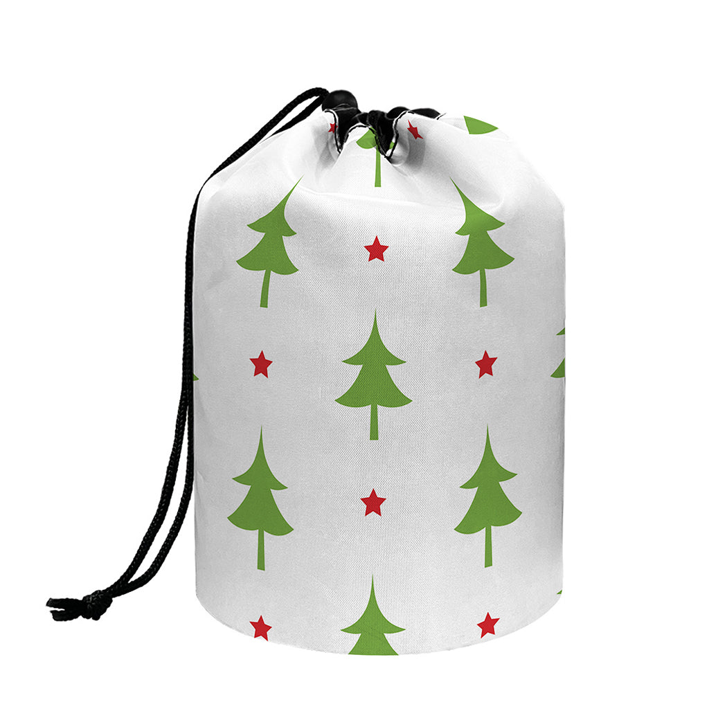 Christmas Tree And Star Pattern Print Drawstring Makeup Bag
