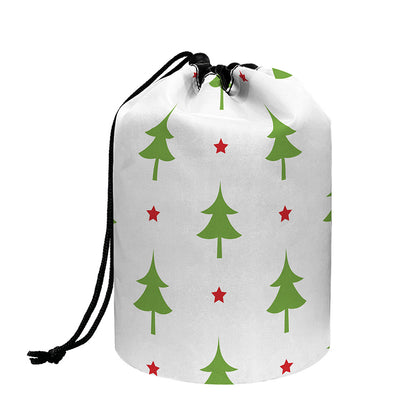 Christmas Tree And Star Pattern Print Drawstring Makeup Bag