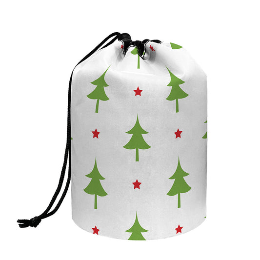 Christmas Tree And Star Pattern Print Drawstring Makeup Bag