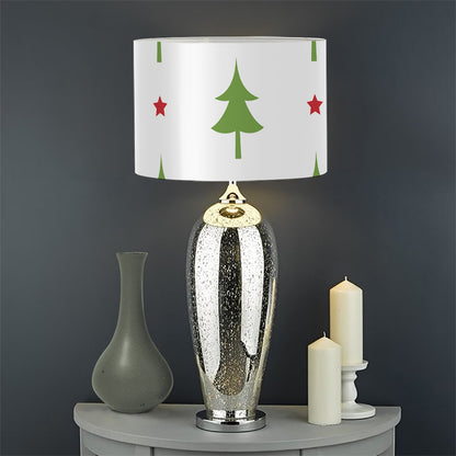 Christmas Tree And Star Pattern Print Drum Lamp Shade