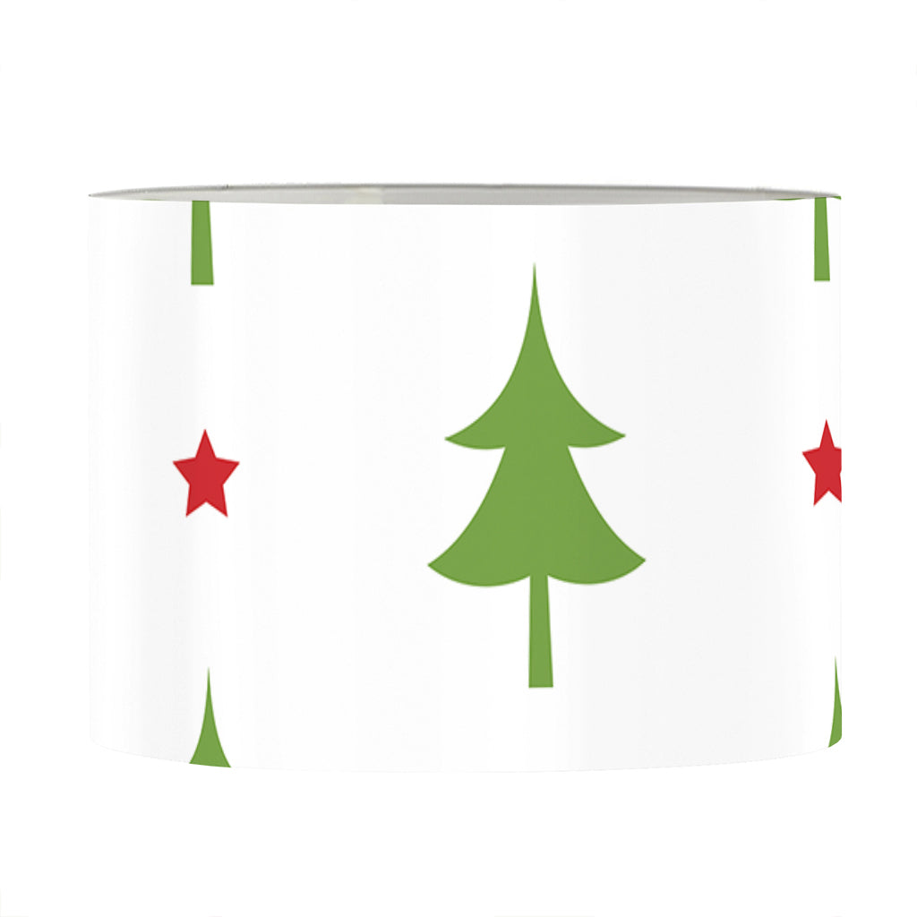 Christmas Tree And Star Pattern Print Drum Lamp Shade