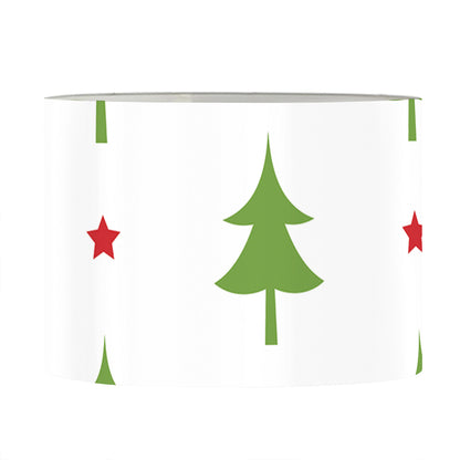 Christmas Tree And Star Pattern Print Drum Lamp Shade