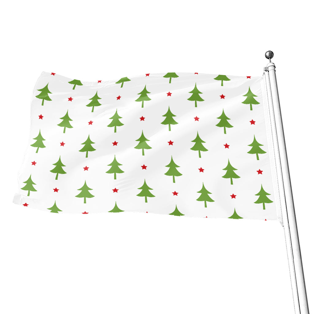 Christmas Tree And Star Pattern Print Flag