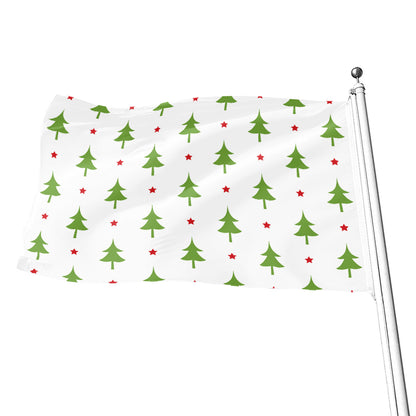 Christmas Tree And Star Pattern Print Flag