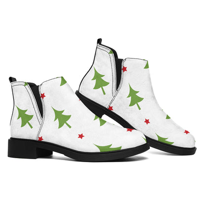 Christmas Tree And Star Pattern Print Flat Ankle Boots