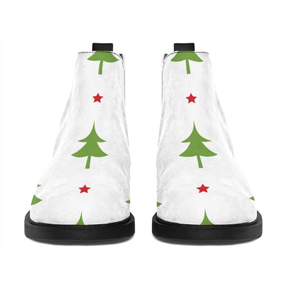 Christmas Tree And Star Pattern Print Flat Ankle Boots