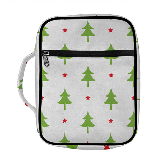 Christmas Tree And Star Pattern Print Front Pocket Bible Bag