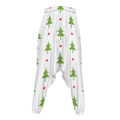 Christmas Tree And Star Pattern Print Hammer Pants