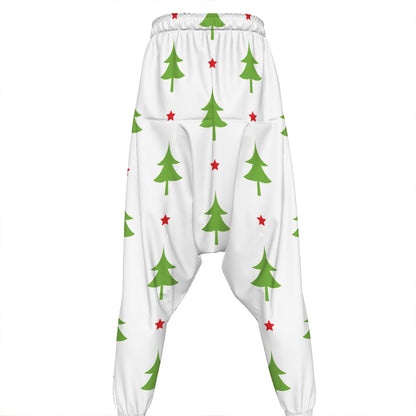 Christmas Tree And Star Pattern Print Hammer Pants