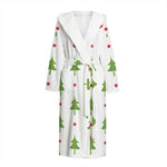 Christmas Tree And Star Pattern Print Hooded Bathrobe
