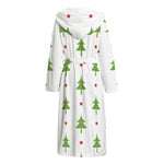 Christmas Tree And Star Pattern Print Hooded Bathrobe