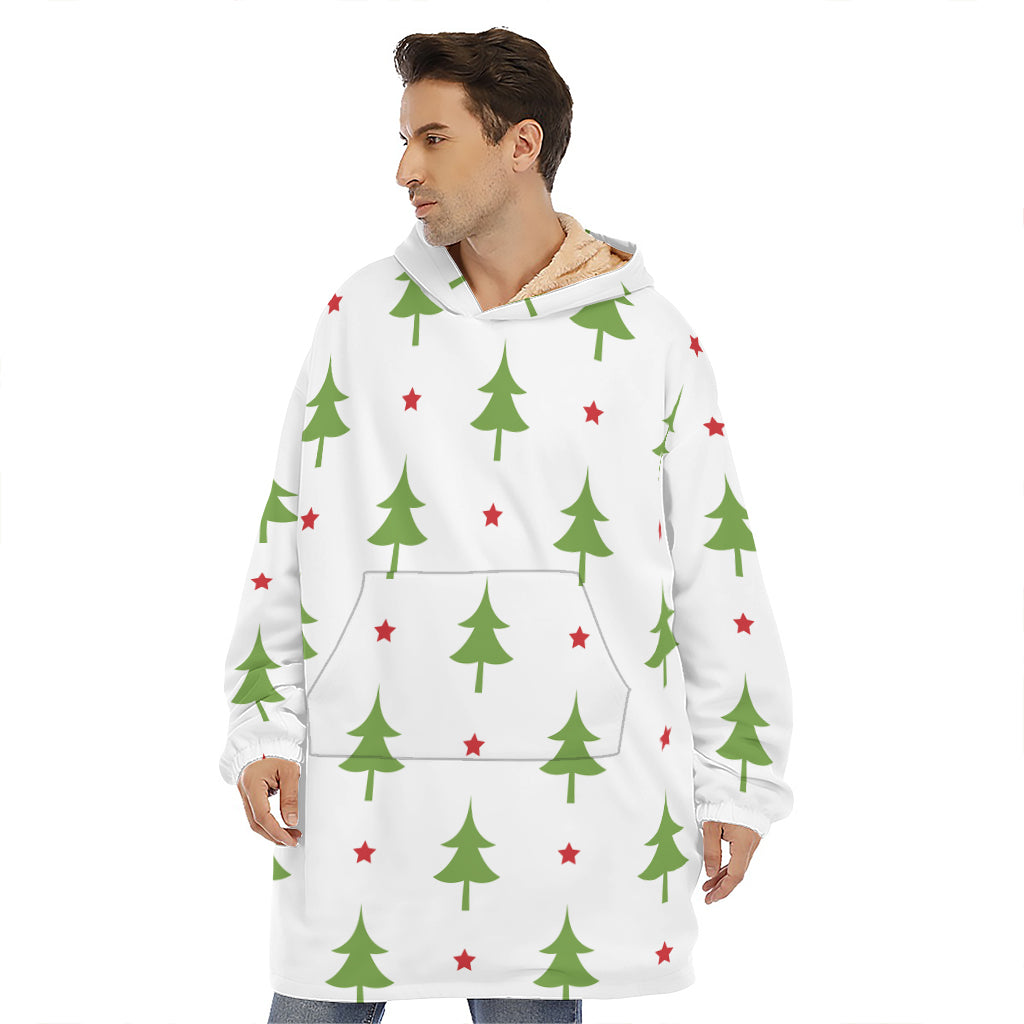 Christmas Tree And Star Pattern Print Hoodie Blanket