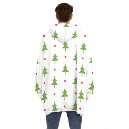 Christmas Tree And Star Pattern Print Hoodie Blanket
