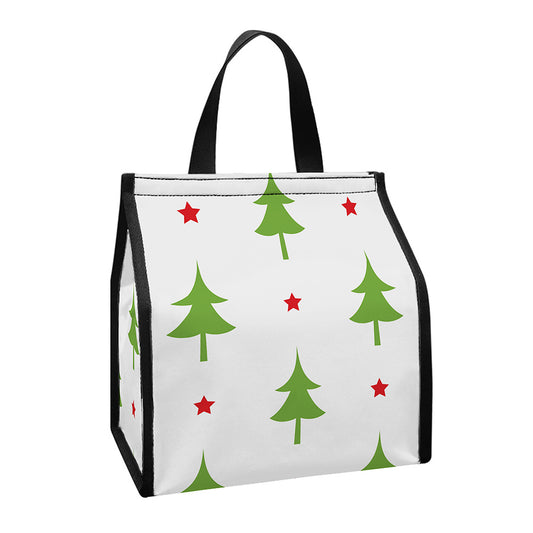 Christmas Tree And Star Pattern Print Insulated Lunch Tote