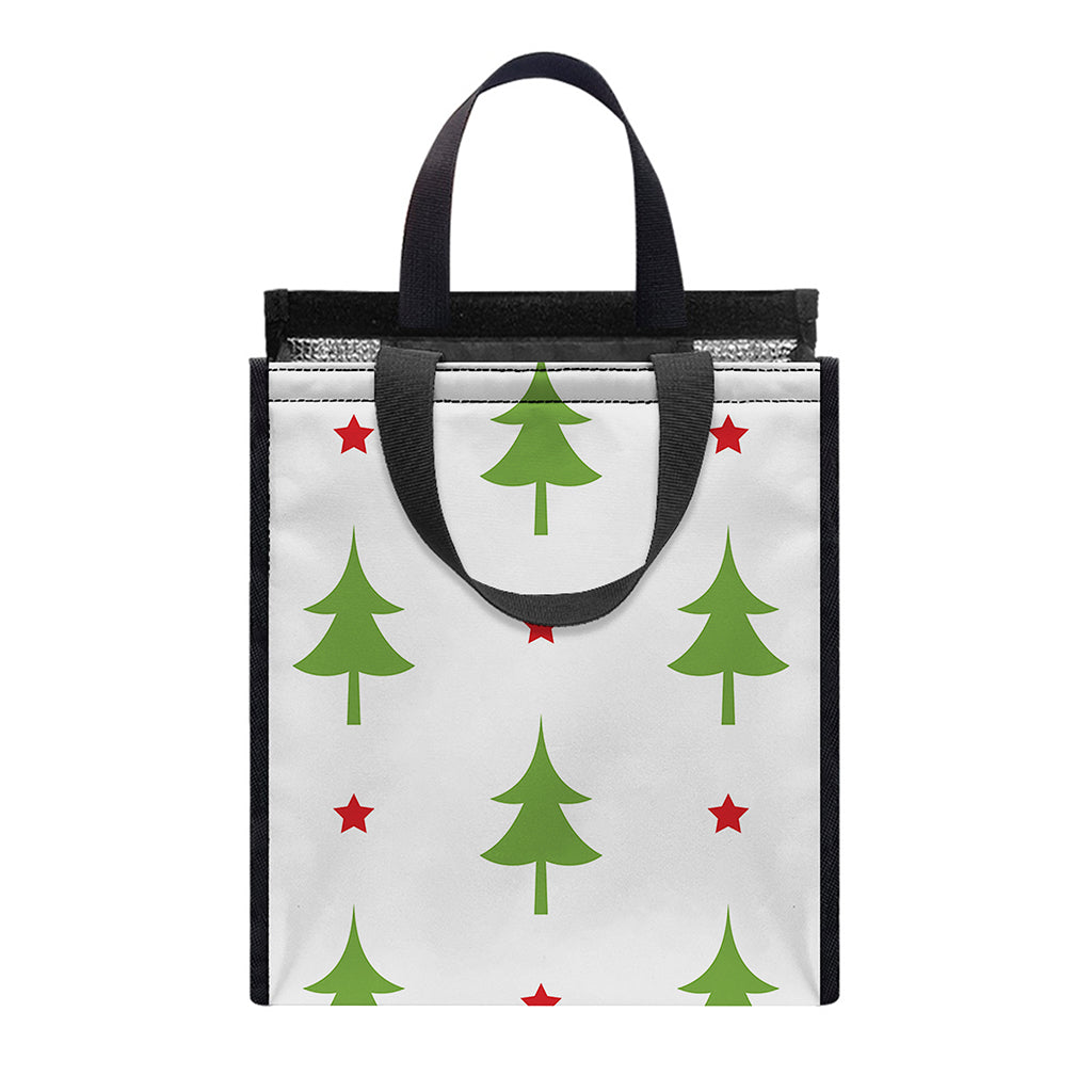 Christmas Tree And Star Pattern Print Insulated Lunch Tote