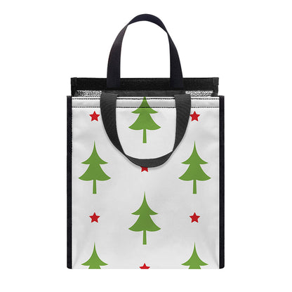 Christmas Tree And Star Pattern Print Insulated Lunch Tote